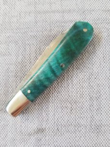 Kroo Dyed Maple Burl Mini Zulu..N690..3.5" closed..steel bolsters and liners..coa and sliplsters
