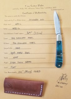 Kroo Dyed Maple Burl Mini Zulu..N690..3.5" closed..steel bolsters and liners..coa and sliplsters