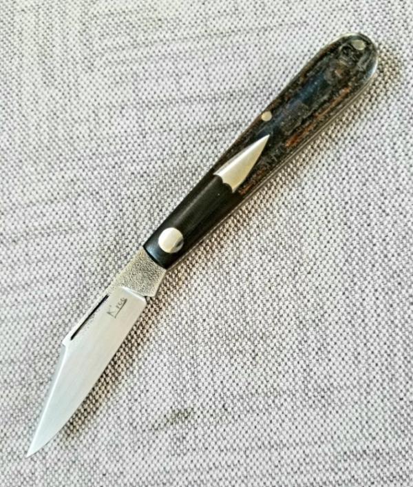 Kroo Clip Standard Barlow.steel Shield and liners,.Blanket micarta scales...N690..coa & slip..filed 