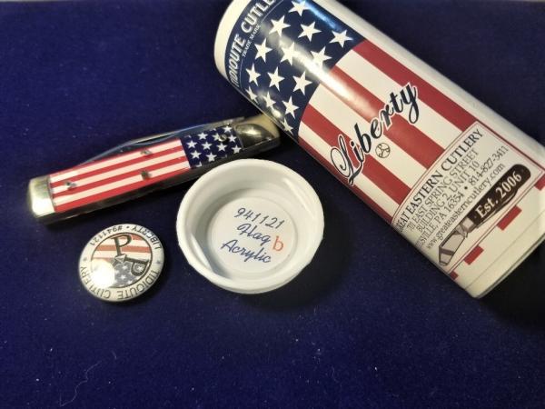 *MODERATE FLAWS* GREAT EASTERN CUTLERY TIDIOUTE #94 LIBERTY - 1 BLADE - FLAG *b*
