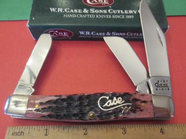 Case XX 2001 Cranberry Silver Script Large Stockman Pattern # 6375 SS Case XX 2001 Cranberry Silver Script Large Stockman Pattern # 6375 SS