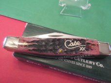 Case XX 2001 Cranberry Silver Script Large Stockman Pattern # 6375 SS