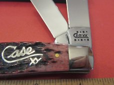 Case XX 2001 Cranberry Silver Script Large Stockman Pattern # 6375 SS