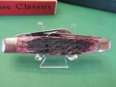 Case XX 2001 Cranberry Silver Script Large Stockman Pattern # 6375 SS