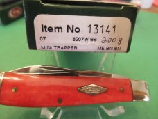 Case XX 2008 Smooth Red Bone Wharncliff Blade Mini Trapper Pattern # 6207W SS