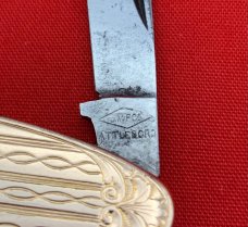 Vintage JM Fisher ATTLEBORO Oval Lobster Pen Watch Fob or Folding Pocket  Knife c.1880-1930’s
