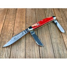 Hen and Rooster Bertram Cutlery Solingen Germany Cattle Rustler Stockman Red Swirl Acrylic