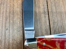 Hen and Rooster Bertram Cutlery Solingen Germany Cattle Rustler Stockman Red Swirl Acrylic 