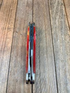 Hen and Rooster Bertram Cutlery Solingen Germany Cattle Rustler Stockman Red Swirl Acrylic 