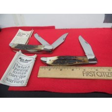 VERY NICE KABAR PAIR NOT EASILY FOUND FOLDING HUNTERS 1197 & 1198 NICE STAG UNUSED HAND CLEANED