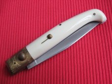 Vintage Italian Indiana Engraved Bolster Button Open/Close Knife.