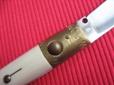 Vintage Italian Indiana Engraved Bolster Button Open/Close Knife.