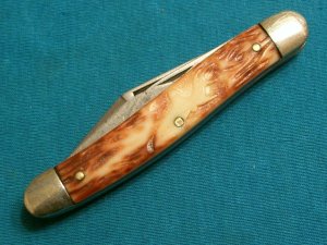 VINTAGE ULSTER KNIFE USA 2 BLADE STOCKMAN FOLDING PEN JACK POCKET KNIFE KNIVES OLD DEER