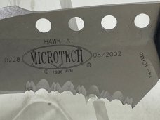 2002 MICROTECH Hawk-A Combo Hawkbill Push Button Automatic MINT IN SHEATH