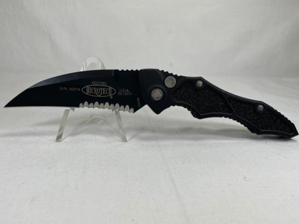 2011 MICROTECH Kestrel Combo Hawkbill Push Button Automatic MINT NO SHEATH 
