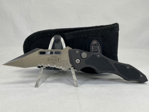 2002 MICROTECH Vector-A Combo Tanto Recurve Push Button Automat MINT IN SHEATH