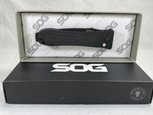 SOG USA S01001-BX Strat Ops Black Tini Push Button Folding Automatic MINT IN BOX