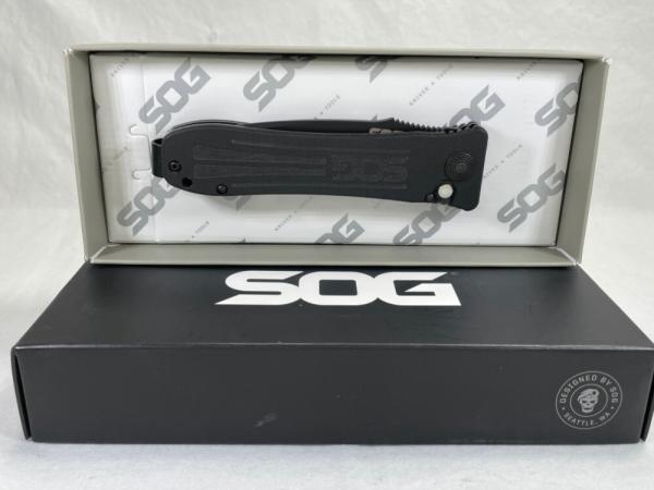 SOG USA S01001-BX Strat Ops Black Tini Push Button Folding Automatic MINT IN BOX 