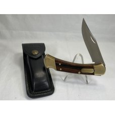 2005 BUCK USA 110 Wood Automatic Folding Hunter Lockback MINT IN POUCH