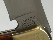 2005 BUCK USA 110 Wood Automatic Folding Hunter Lockback MINT IN POUCH 