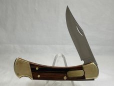 2005 BUCK USA 110 Wood Automatic Folding Hunter Lockback MINT IN POUCH 