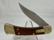 2003 BUCK USA 110 Wood Automatic Folding Hunter Lockback MINT IN POUCH 