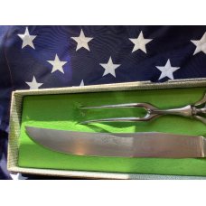J A Henckels Carving Knife (Friodur) w/ Elk Wildlife Blade Etch + Serving Fork w/ Great Stag Handles