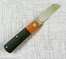 Willem Steenkamp Modern Sheepsfoot Barlow..3.5" ..Rwl34..Richlite and Kevlar..,red accents.slip&pouc