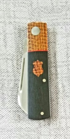 Willem Steenkamp Modern Sheepsfoot Barlow..3.5" ..Rwl34..Richlite and Kevlar..,red accents.slip&pouc