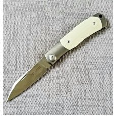 Viper Hug..Sacha Thiel Collab...Ivory G10..M390..4" closed...bolsters and caps w/tube...Leather slip