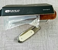 Viper Hug..Sacha Thiel Collab...Ivory G10..M390..4" closed...bolsters and caps w/tube...Leather slip