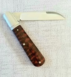 Jeffrey Mitchell Snakewood Lambsfoot Barlow, 4" closed..fluted bolsters. CPM-154..filework 
