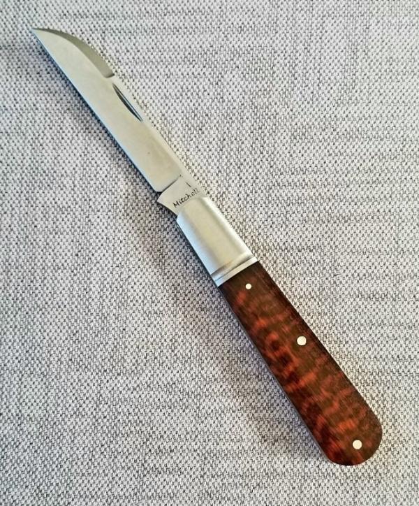 Jeffrey Mitchell Snakewood Lambsfoot Barlow, 4" closed..fluted bolsters. CPM-154..filework 