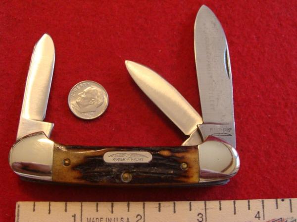 Parker Frost Cutlery Big Gun Boat Canoe "Rodgers Wostenholm England" with Burnt Stag