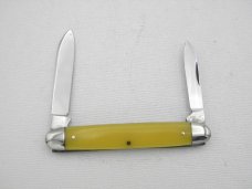 Queen Cutlery Co. #55 Sleeveboard Pen with Amber handles: 3 1/4” closed; 1958 – 1960