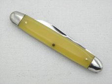 Queen Cutlery Co. #55 Sleeveboard Pen with Amber handles: 3 1/4” closed; 1958 – 1960