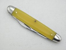 Queen Cutlery Co. #55 Sleeveboard Pen with Amber handles: 3 1/4” closed; 1958 – 1960