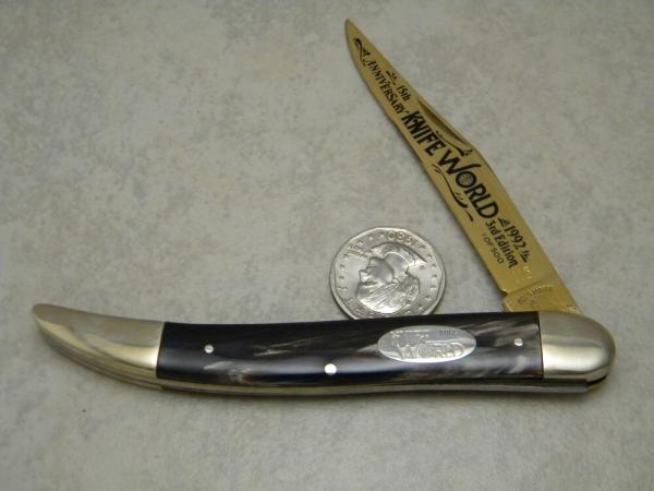 Fightn Rooster 15th Anniv. Knife World 1992 3rd Edition Horn Texas Toothpick Knife