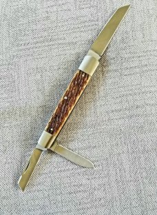 Mitchell Split Back Whittler, 4"+, cpm154,.jigged Caramel Bone..primary,coping and spear blades.
