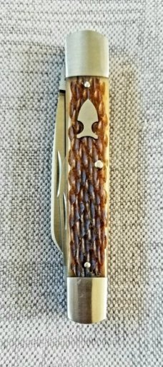 Mitchell Split Back Whittler, 4"+, cpm154,.jigged Caramel Bone..primary,coping and spear blades.