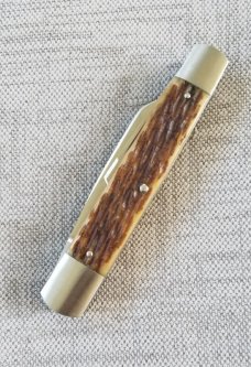 Mitchell Split Back Whittler, 4"+, cpm154,.jigged Caramel Bone..primary,coping and spear blades.