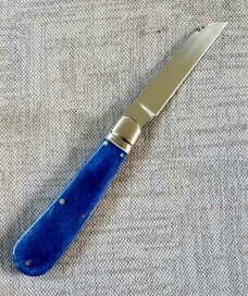 Kroo Blue Kudu Bone Lambsfoot,4" closed, Rwl34,white liners & spacers diamond shield.fileworked 