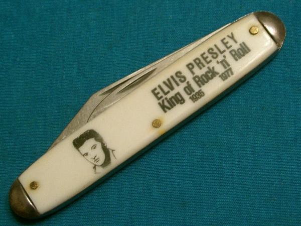 ELVIS PRESLEY KING OF ROCK N ROLL FOLDING EQUAL END JACK PEN POCKET KNIFE KNIVES OLD ADVERTISING AD