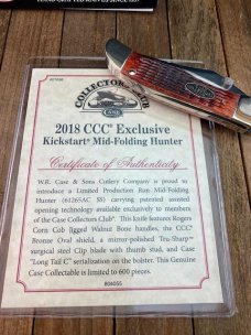 Case Kickstart Mid-Folding Hunter Walnut Rogers Corn Cob Bone 1 of 600
