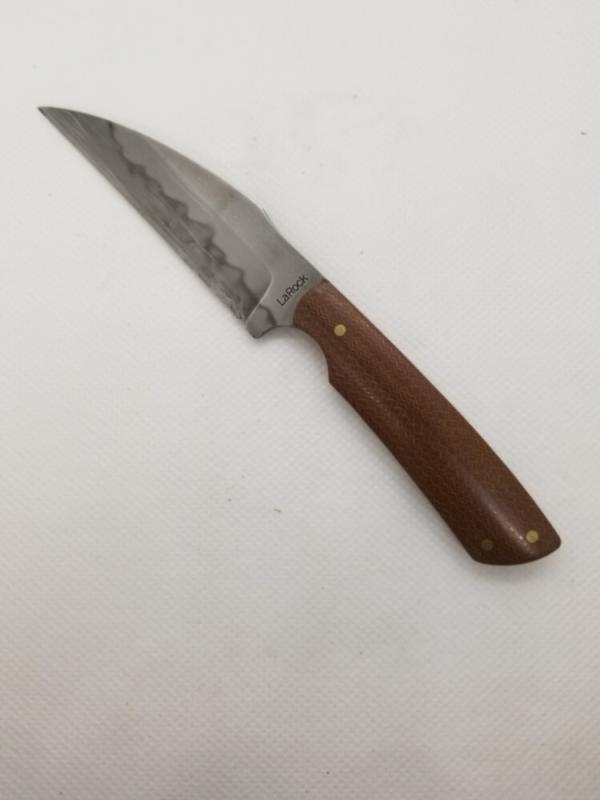 Tracy LaRock Small Fixed Blade Custom..W2 and Micarta...3" blade and 3" handle..Hamon..Kydex She.