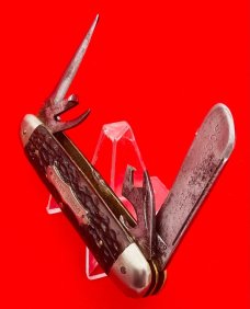 Vintage BIE CO SOLINGEN GERMANY 4-Blade Scout Pocket Knife Jigged Bone
