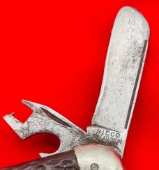 Vintage BIE CO SOLINGEN GERMANY 4-Blade Scout Pocket Knife Jigged Bone