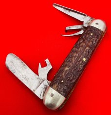Vintage BIE CO SOLINGEN GERMANY 4-Blade Scout Pocket Knife Jigged Bone