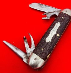 Vintage BIE CO SOLINGEN GERMANY 4-Blade Scout Pocket Knife Jigged Bone