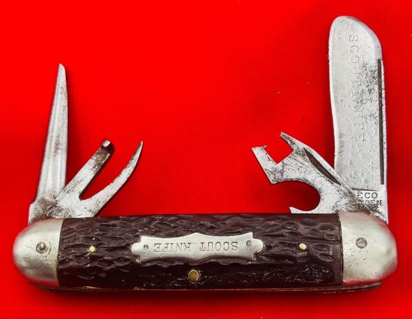 Vintage BIE CO SOLINGEN GERMANY 4-Blade Scout Pocket Knife Jigged Bone Vintage BIE CO SOLINGEN GERMANY 4-Blade Scout Pocket Knife Jigged Bone